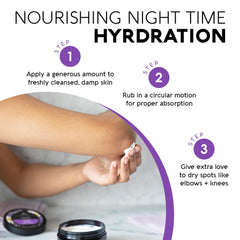 Nature's Beauty - application crème corps, massage relaxant le soir.