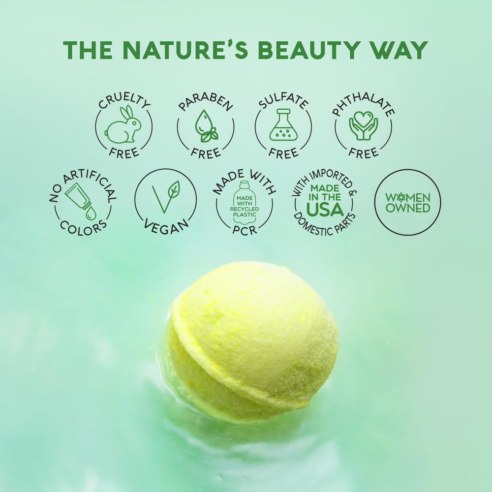 Nature's Beauty vegan cruelty-free badge close-up signals clean, ethical formulation.