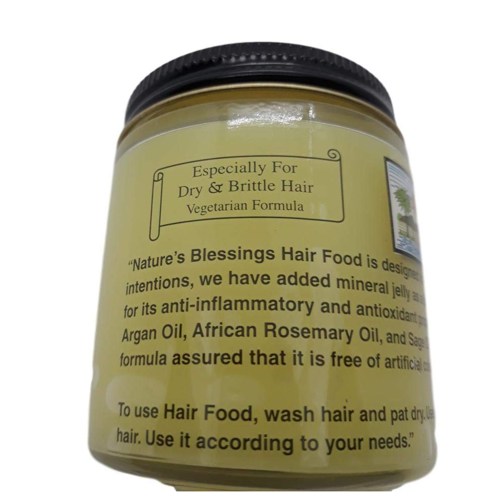 Nature's Blessing Hair Food, huile d'argan, soin hydratant pour cheveux secs et cassants.