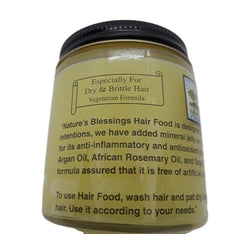 Nature's Blessing Hair Food, huile d'argan, soin hydratant pour cheveux secs et cassants.