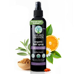 Nature's Brands Spray Cheveux Bio – bouteille 8oz pour une tenue longue durée.