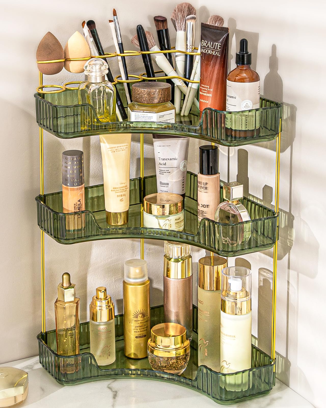 NATURE'S SOURCE organisateur maquillage au coin, gain d'espace et style moderne