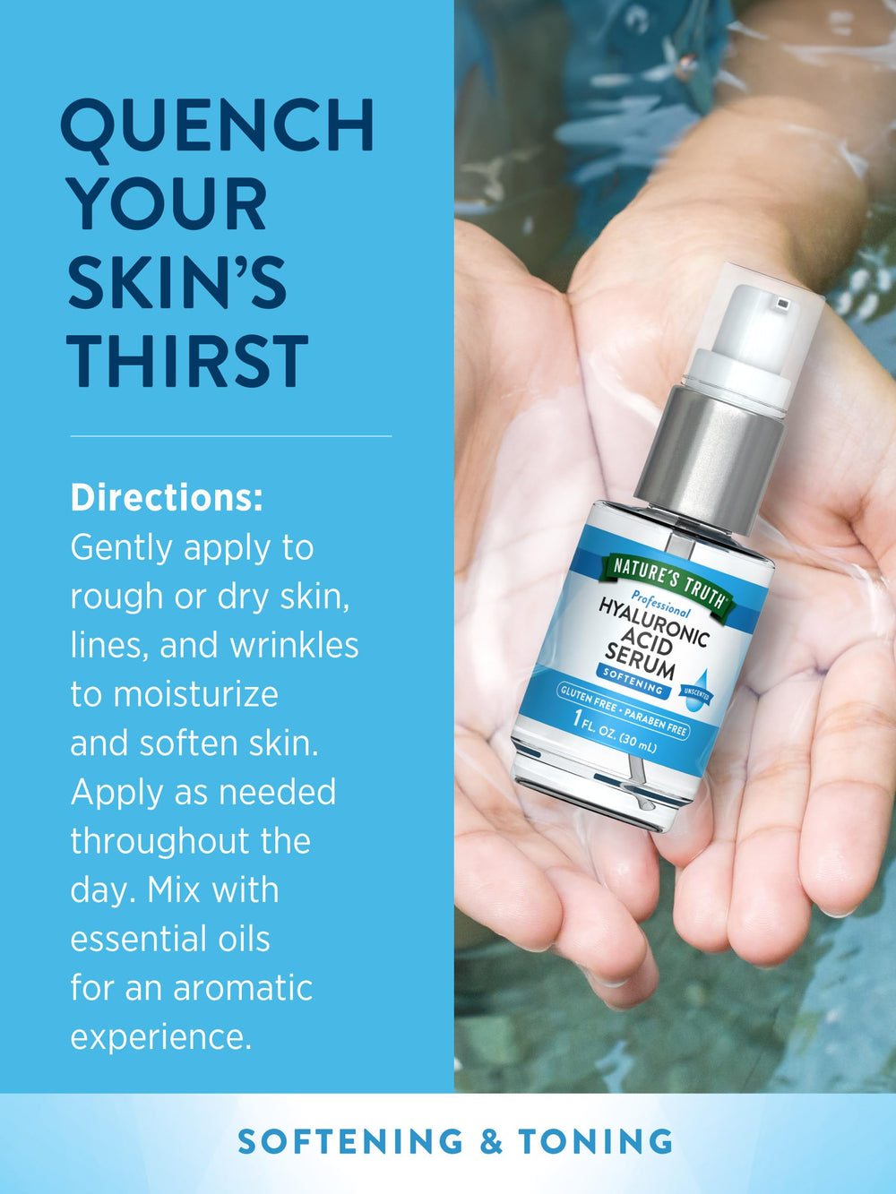 Ambiance spa à domicile avec Nature's Truth hydratant délicat pour la peau.