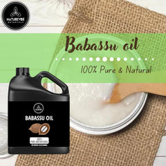 Naturevibe Botanicals Babassu Oil cold pressed label highlighting purity.