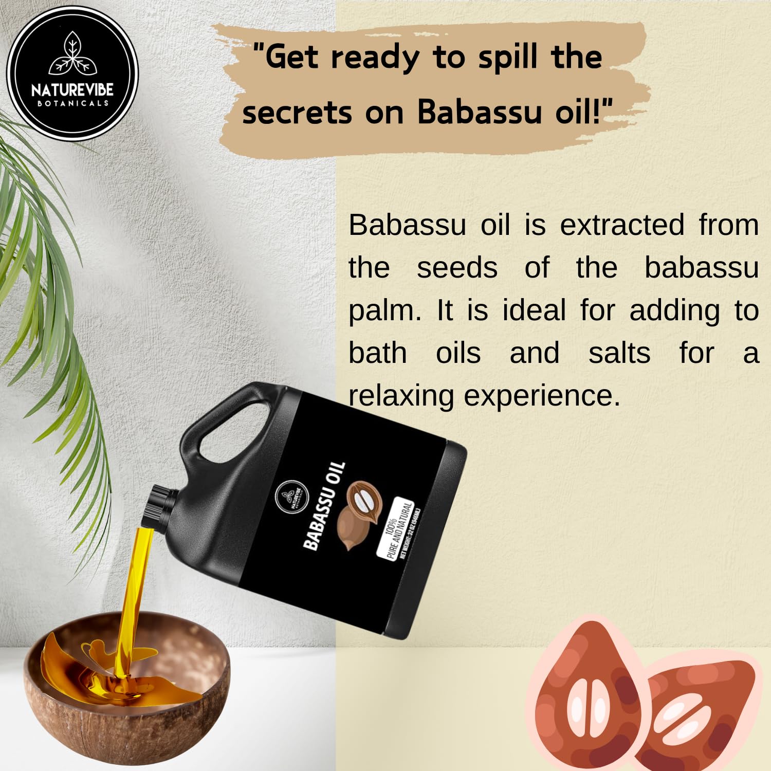 Naturevibe Botanicals Babassu Oil skin care application close-up shows smooth texture.