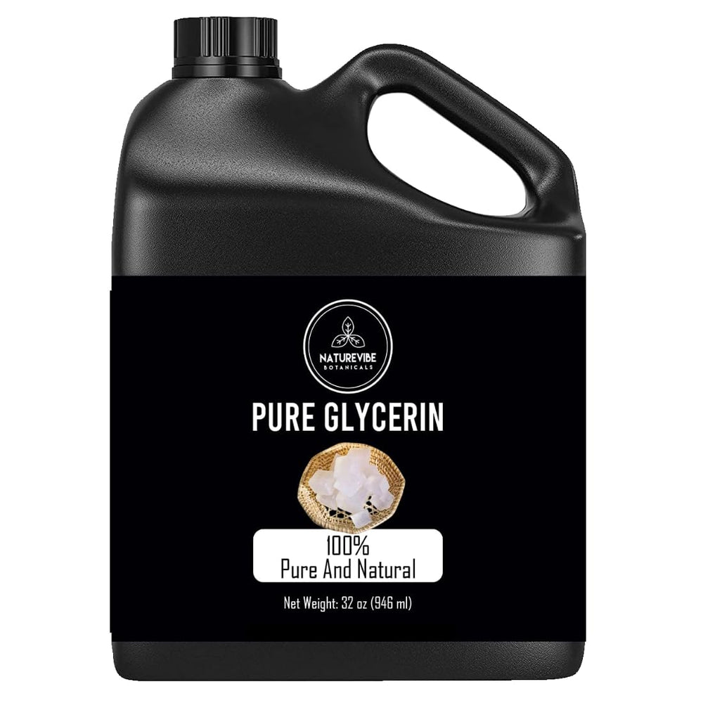 Glycérine Naturevibe Botanicals, bouteille 32oz, hydratation douce pour peau.