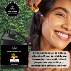 Naturevibe Botanicals huile d’amande douce appliquée sur le corps après douche.
