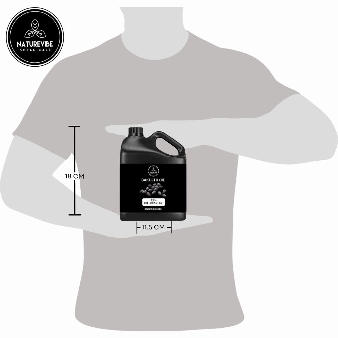 Étiquette Naturevibe Botanicals Bakuchi Oil, pureté et absence d’additifs.