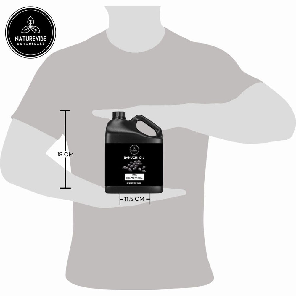 Étiquette Naturevibe Botanicals Bakuchi Oil, pureté et absence d’additifs.