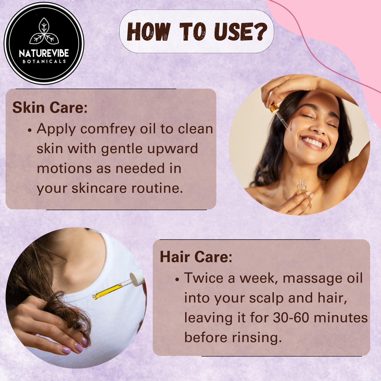 Naturevibe Botanicals huile de consoude soin mains ongles — nourrit et adoucit les zones sèches.