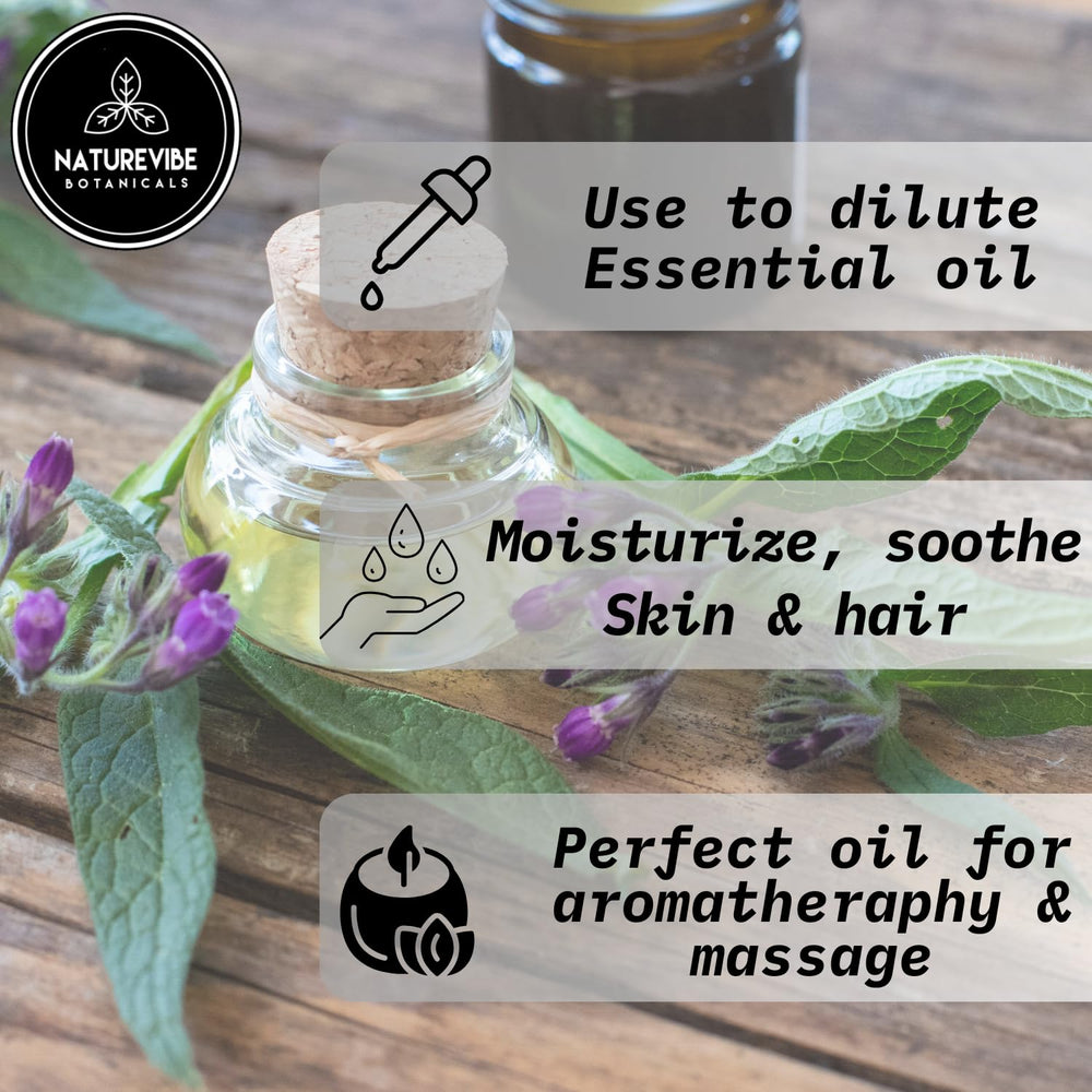 Naturevibe Botanicals huile de consoude soin peau — hydratation légère pour visage et corps.