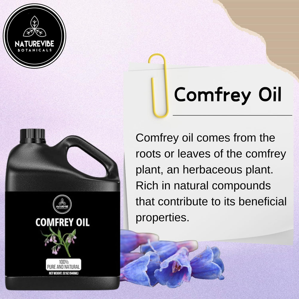 Naturevibe Botanicals huile de consoude verre ambre — protection lumière et fraîcheur.
