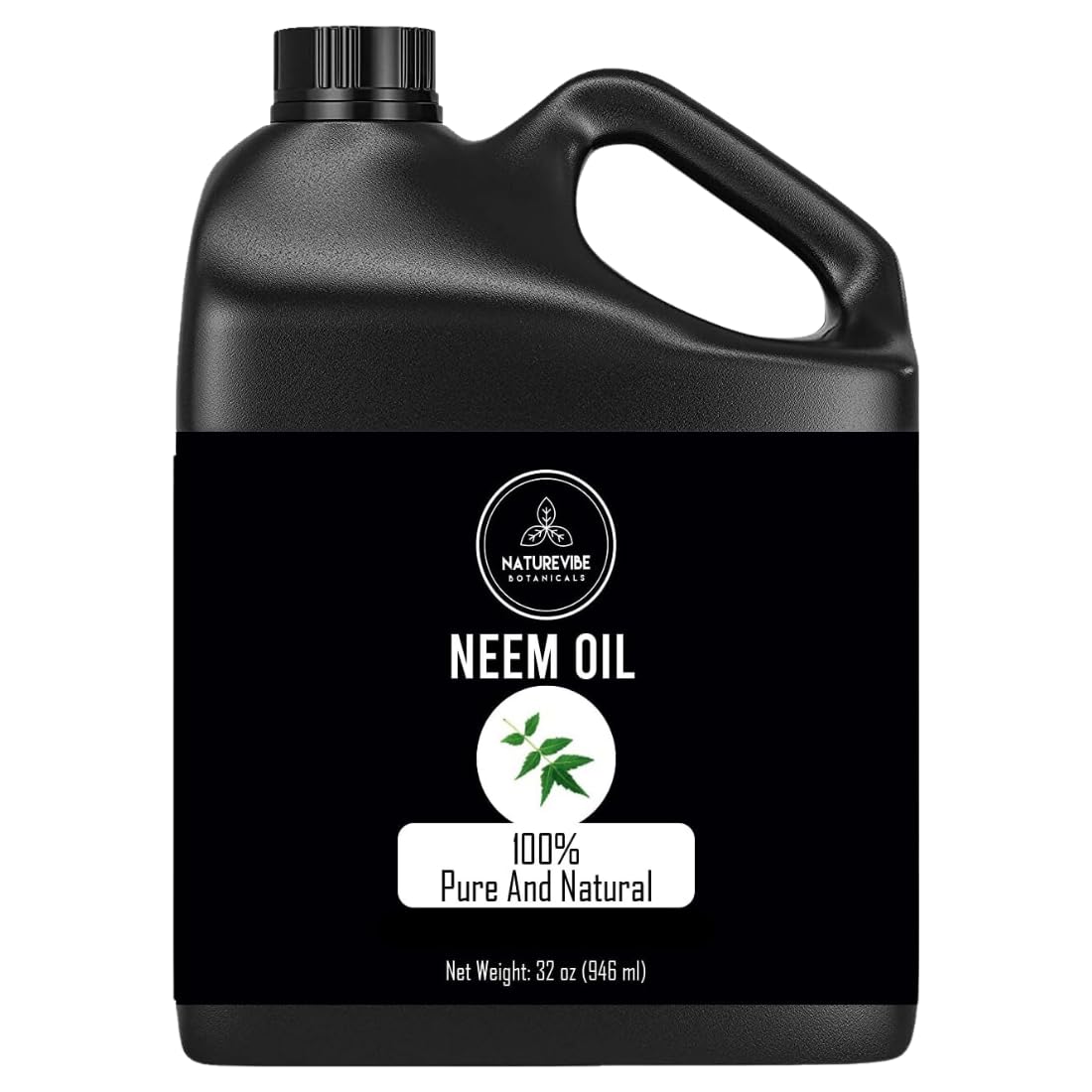 Huile Neem Naturevibe Botanicals, bouteille 32 onces, pure et naturelle pour peau et cheveux.
