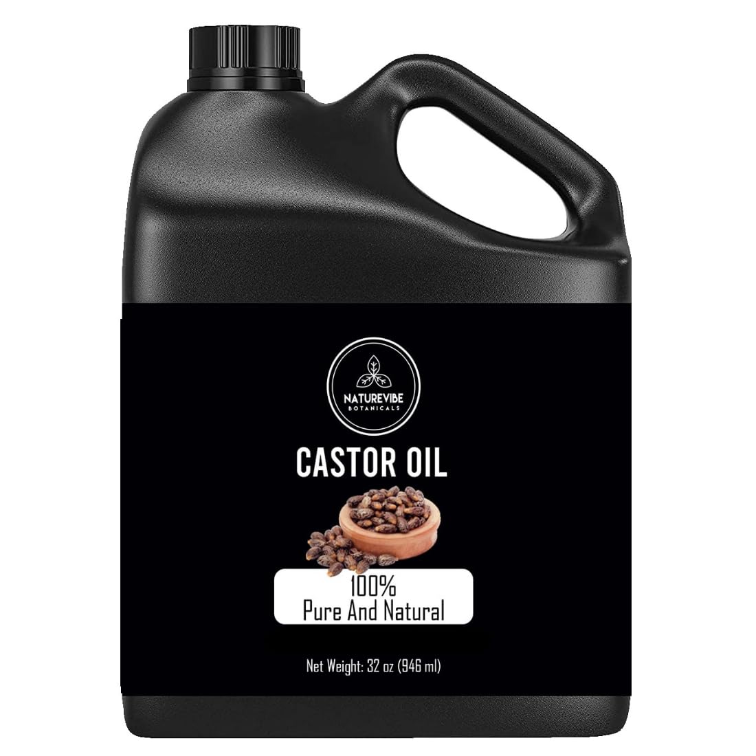 Naturevibe Botanicals Huile de Ricin, bouteille versante, hydratation durable pour les cheveux.