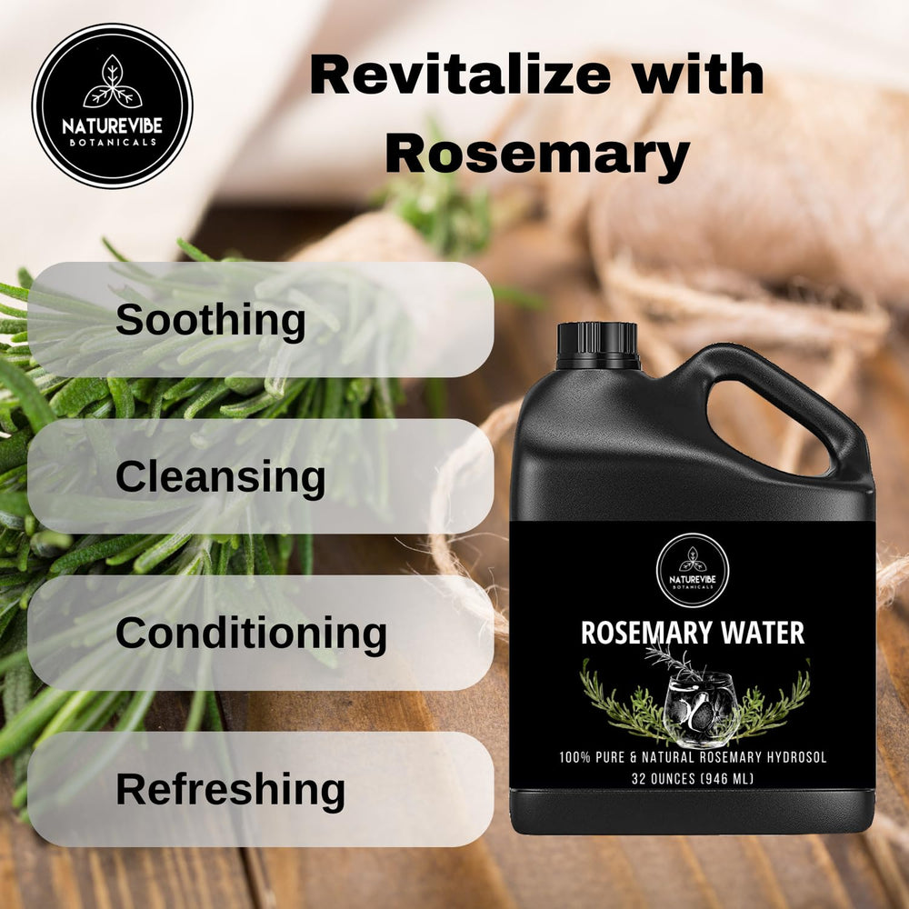 Naturevibe Botanicals Hydrolat de Romarin, application sur cheveux, soin léger et non agressif