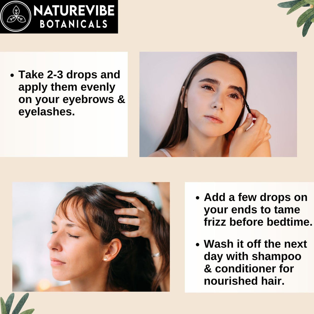 Naturevibe Botanicals huile ricin romarin – etiquette claire et facile à identifier