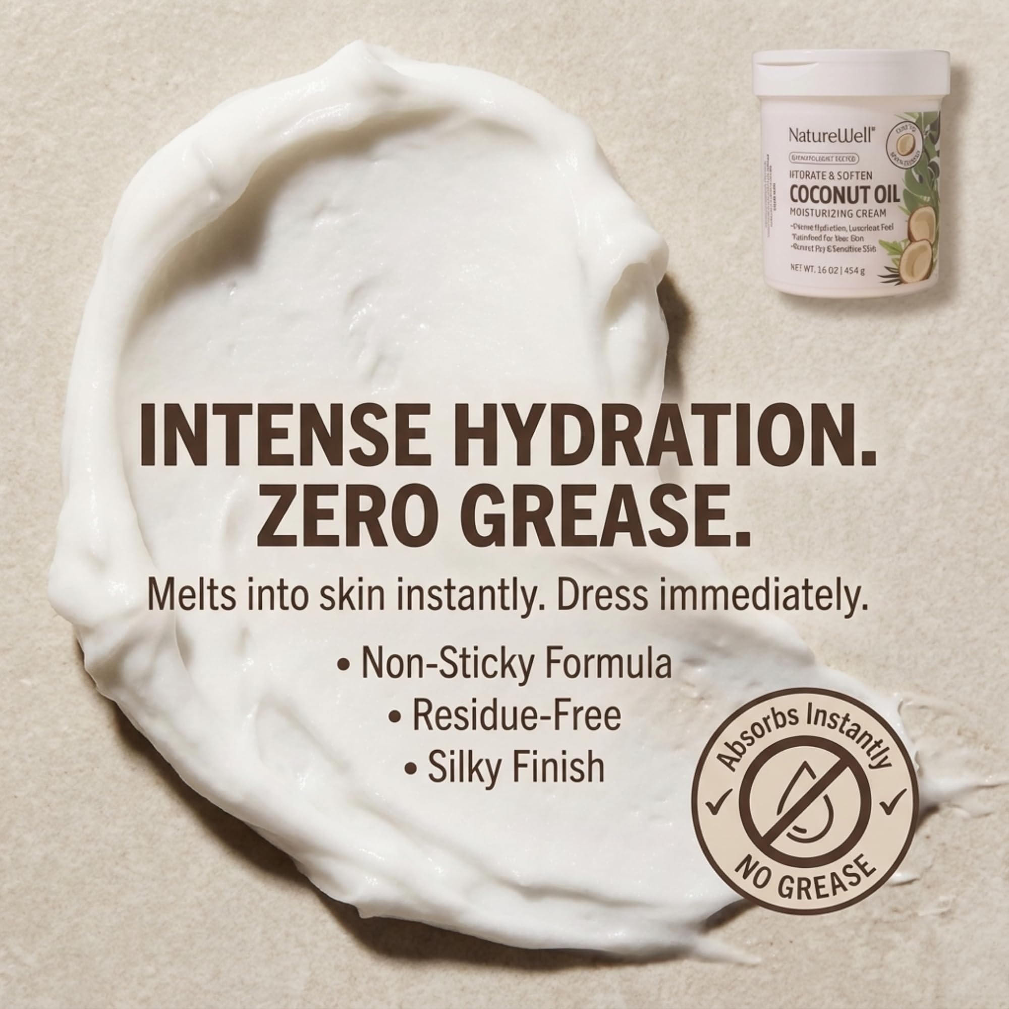 Nature Well Crème Coco ingrédients riches et vitamines A, C et E.