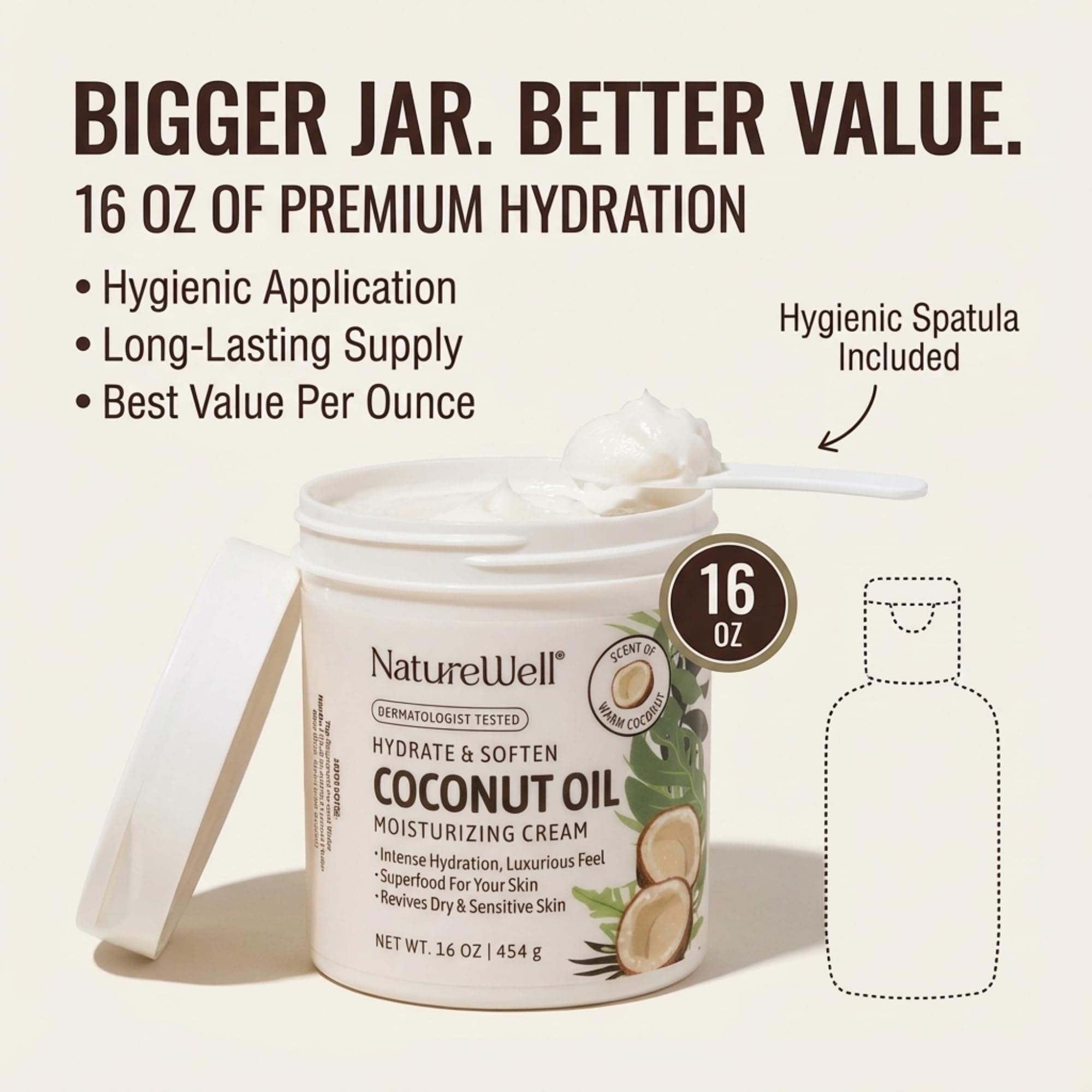 Nature Well Crème Coco parfum léger pour un soin agréable.