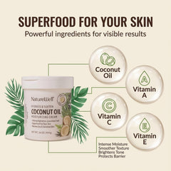 Nature Well Crème Coco visage et mains, application douce et absorption rapide.