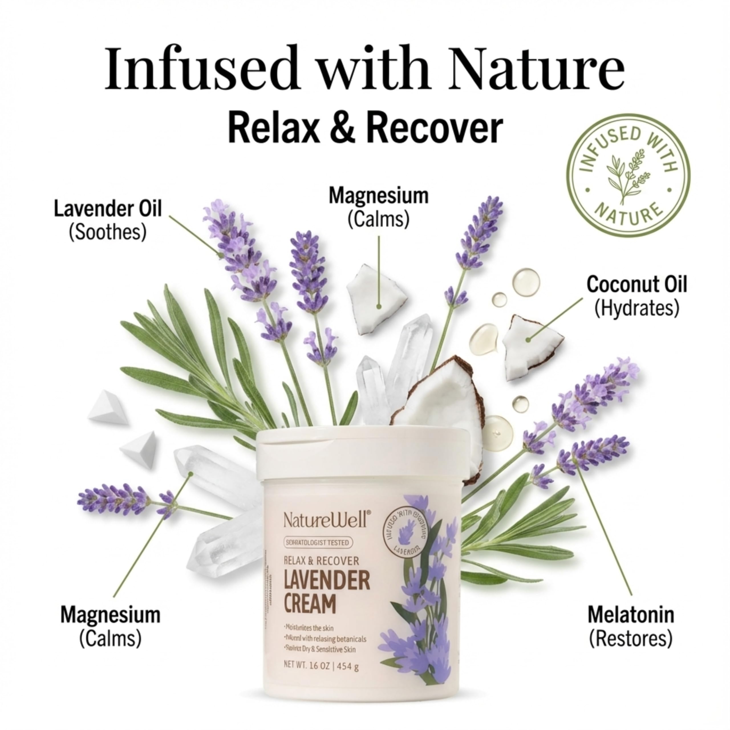 NatureWell Lavande Crème Corps Pot: hydratation enveloppante pour le corps.