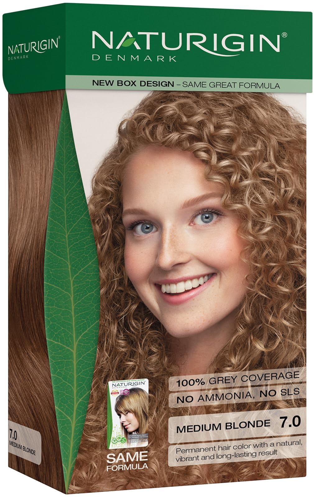 Naturigin coloration permanente 7.0 Blond Moyen pour couvrir les gris durablement.