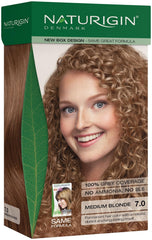 Naturigin coloration permanente 7.0 Blond Moyen pour couvrir les gris durablement.