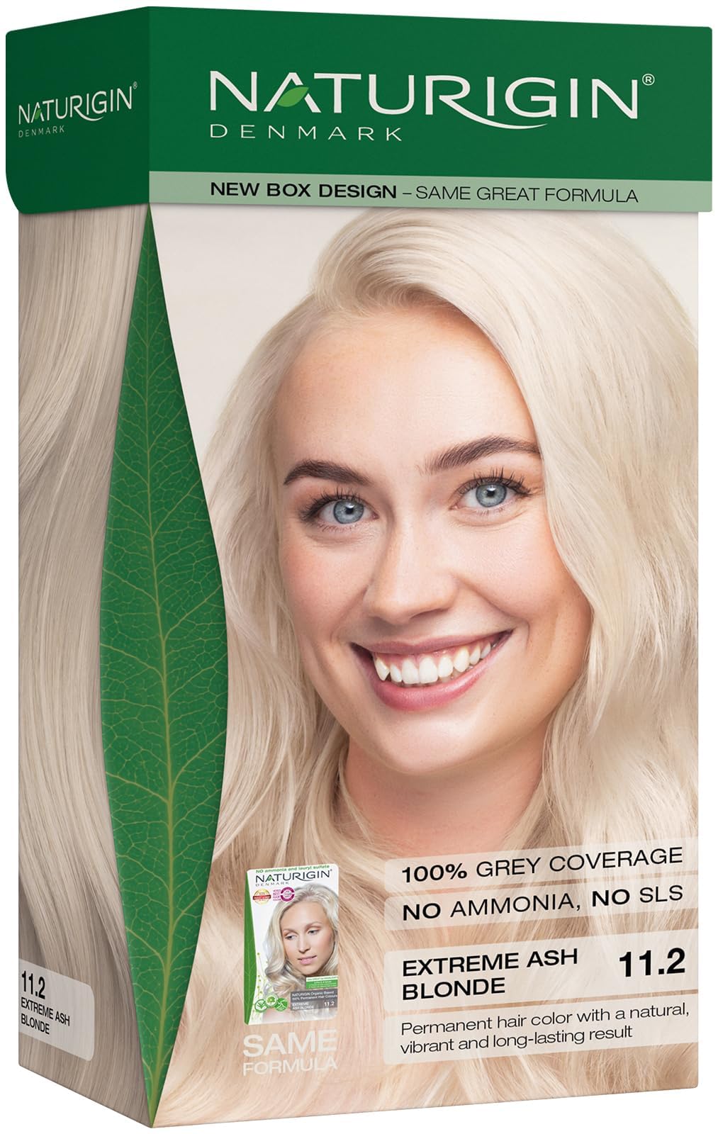 Naturigin crème couleur 11-2 blond argenté, couverture complète des gris.
