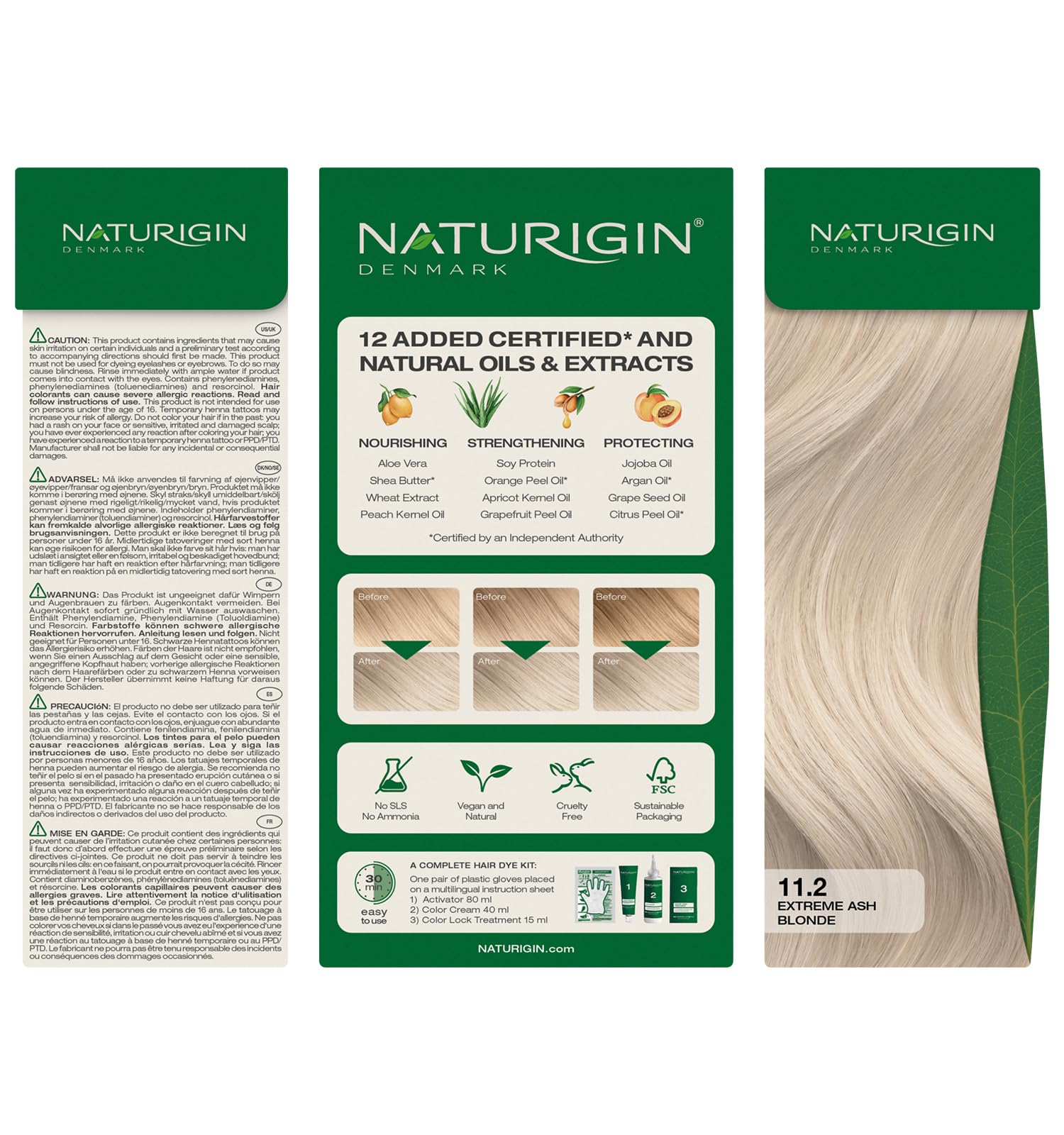 Naturigin rendu blond argenté durable, couleur longue durée.