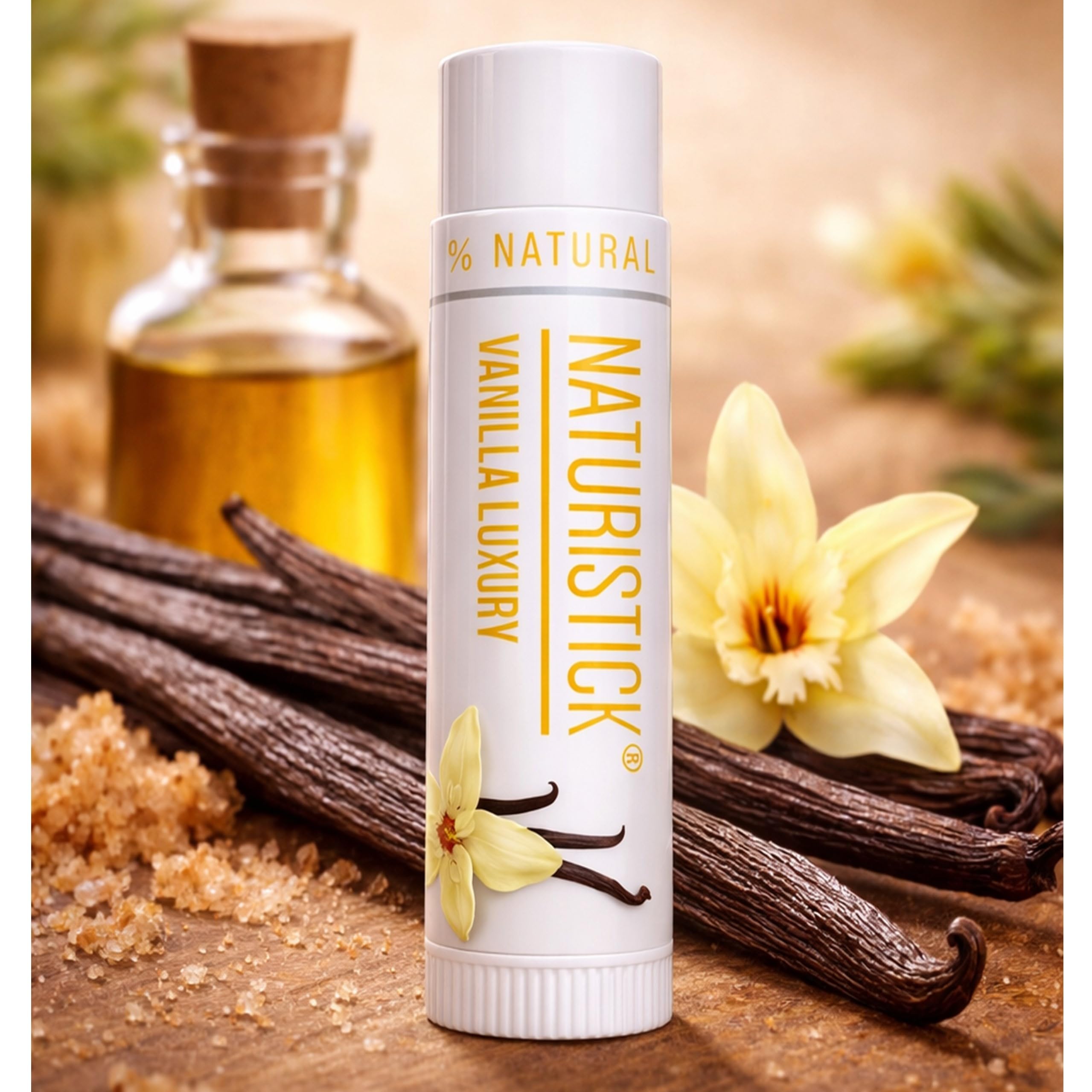 Naturistick baume lèvres vanille 4 – format pratique pour le voyage.