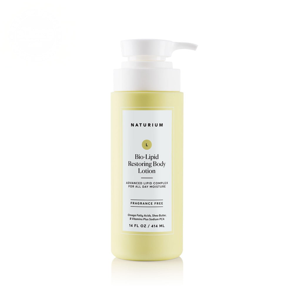 Naturium Bio-Lipid Restoring Lotion — bouteille montrant une hydratation durable pour le corps