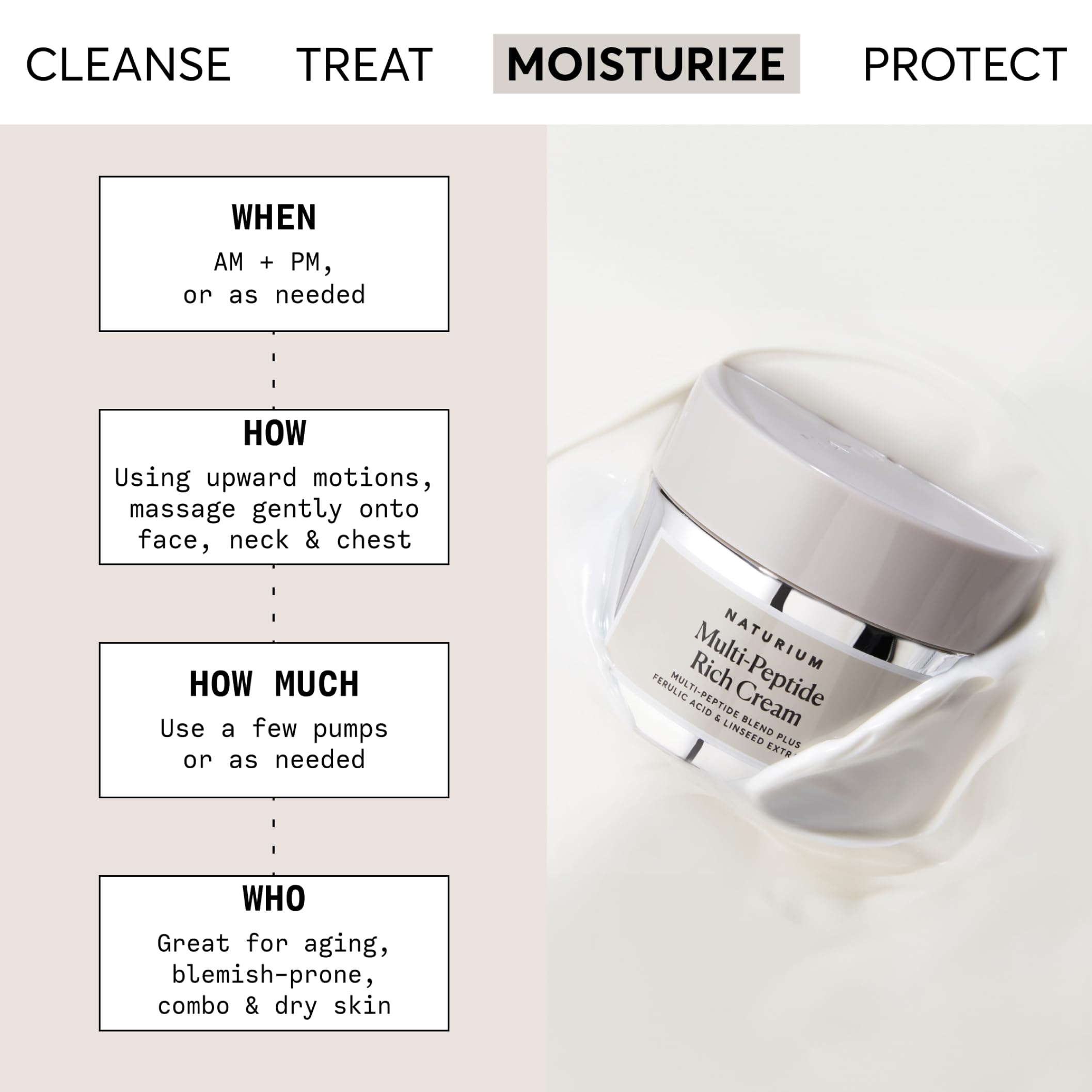 Texture riche et satinée en gros plan sur Naturium Multi-Peptide.