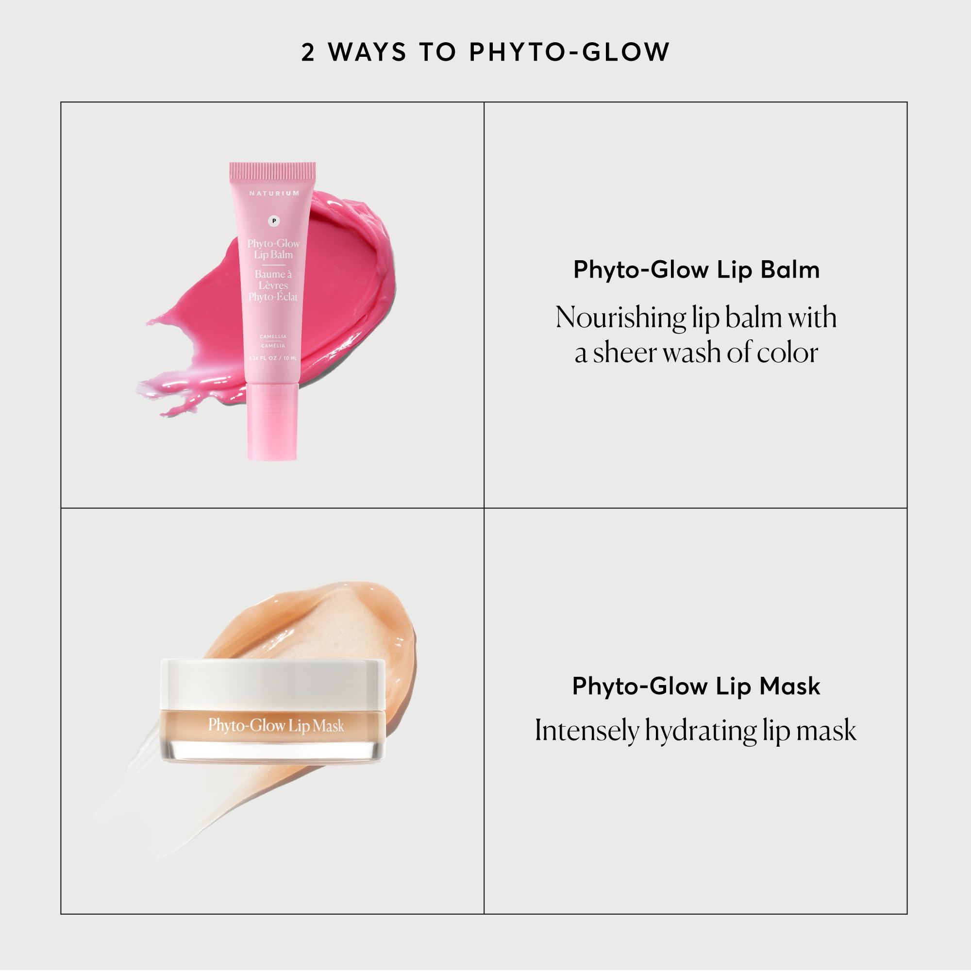 Naturium Phyto-Glow actifs végétaux et marins renforçant la barrière des lèvres.