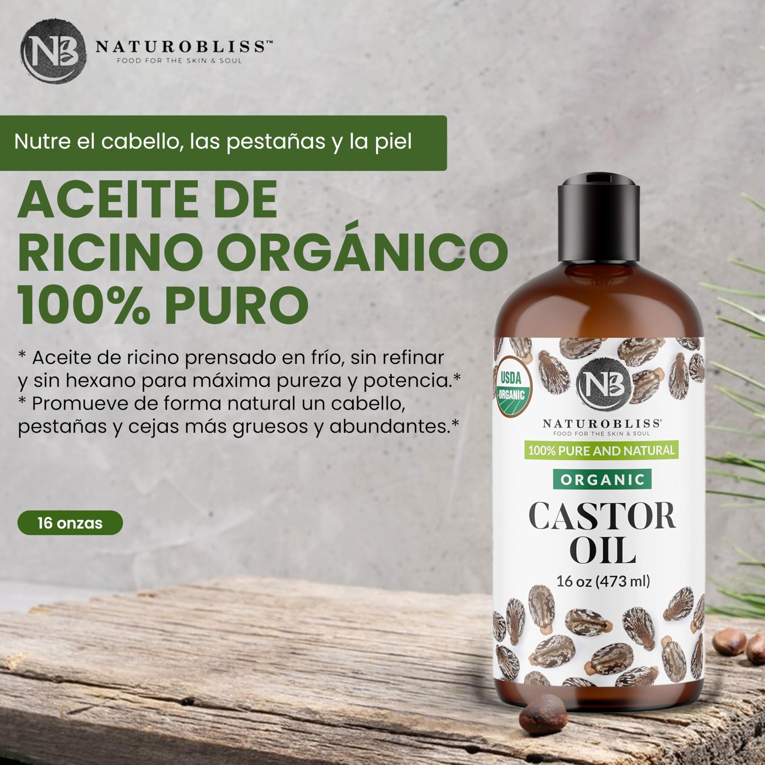 NaturoBliss huile de ricin – cils et sourcils mieux nourris.