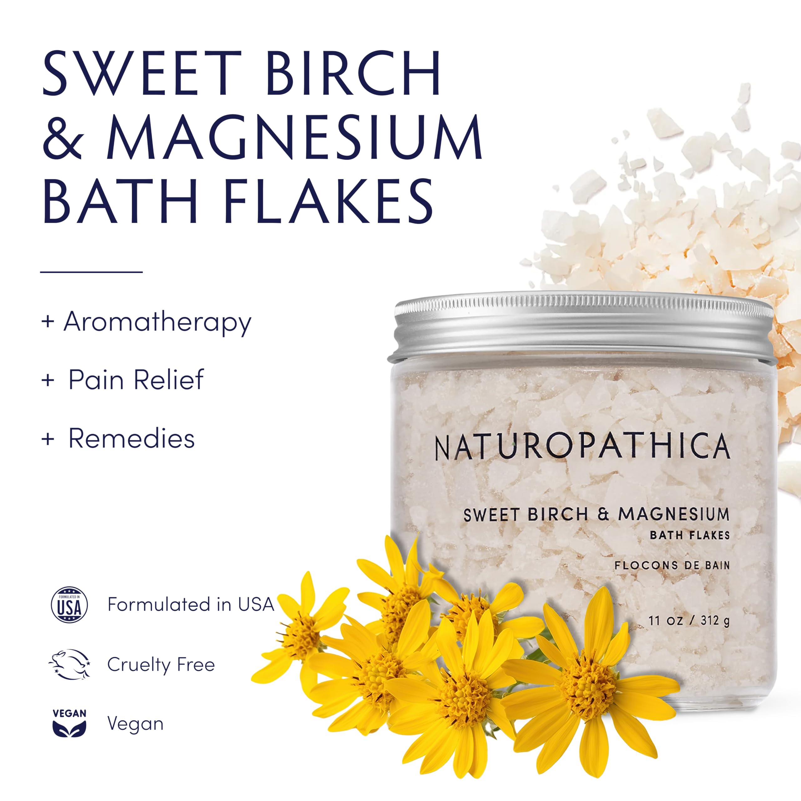 Flocons bain Naturopathica, parfum Sweet Birch, apaisement