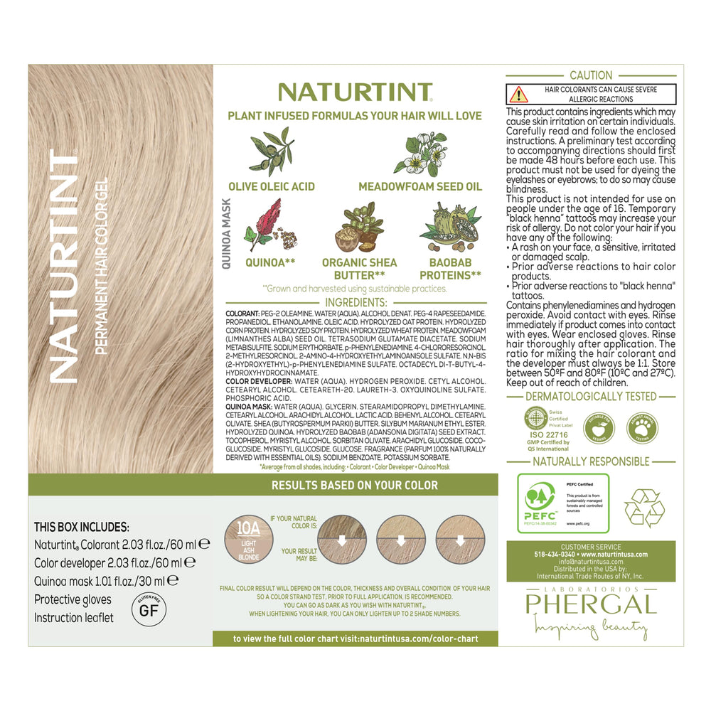 Naturtint 10A Blond Cendré, couleur durable et naturelle à domicile.
