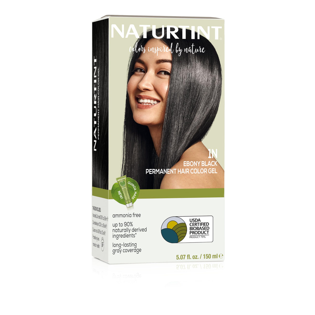 Naturtint 1N Ebony Black montre une teinte naturelle durable.