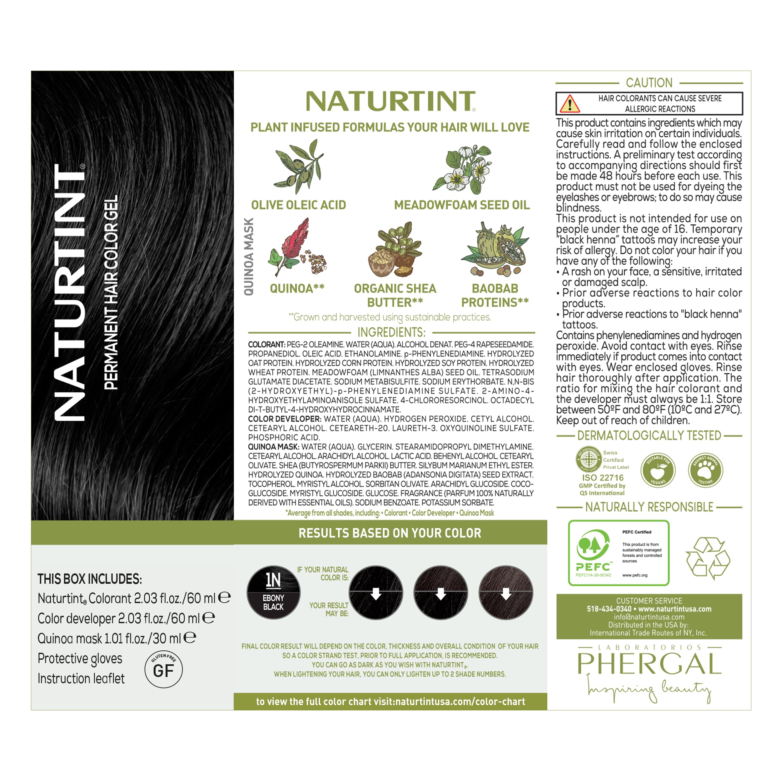 Naturtint 1N Noir Ebene: avant-après, couverture grisonnante.