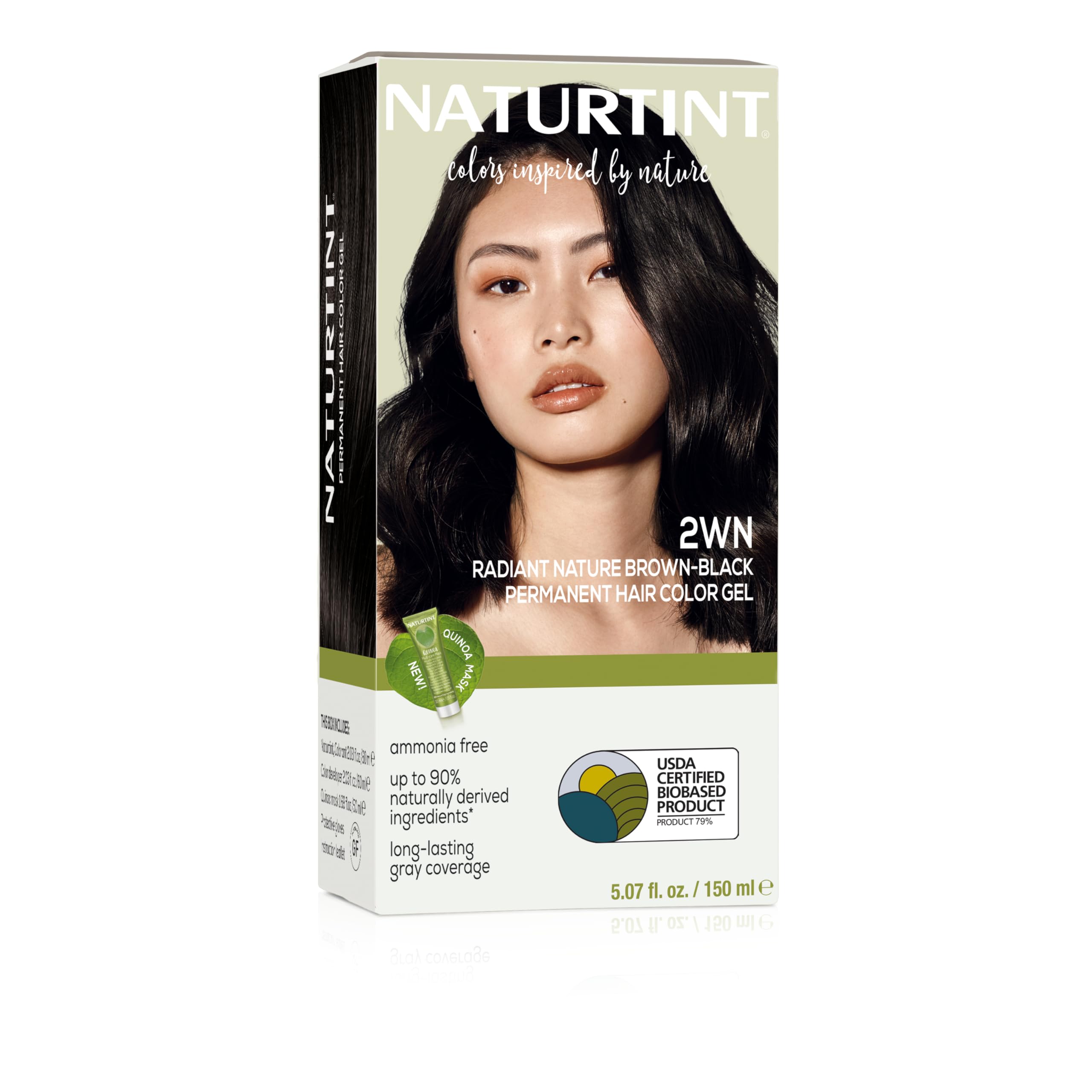 Naturtint 2WN Radiant Nature noir-brun, couleur sans ammoniac et couverture gris naturelle.