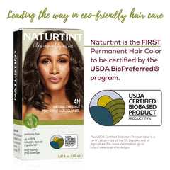Naturtint 4N chestnut - avant et après, couleur naturelle révélée