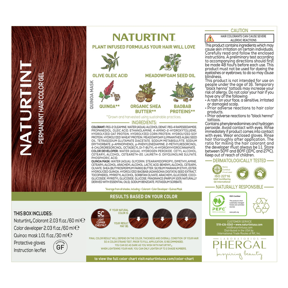 Naturtint 5C – ingrédients végétaux, formule végan.