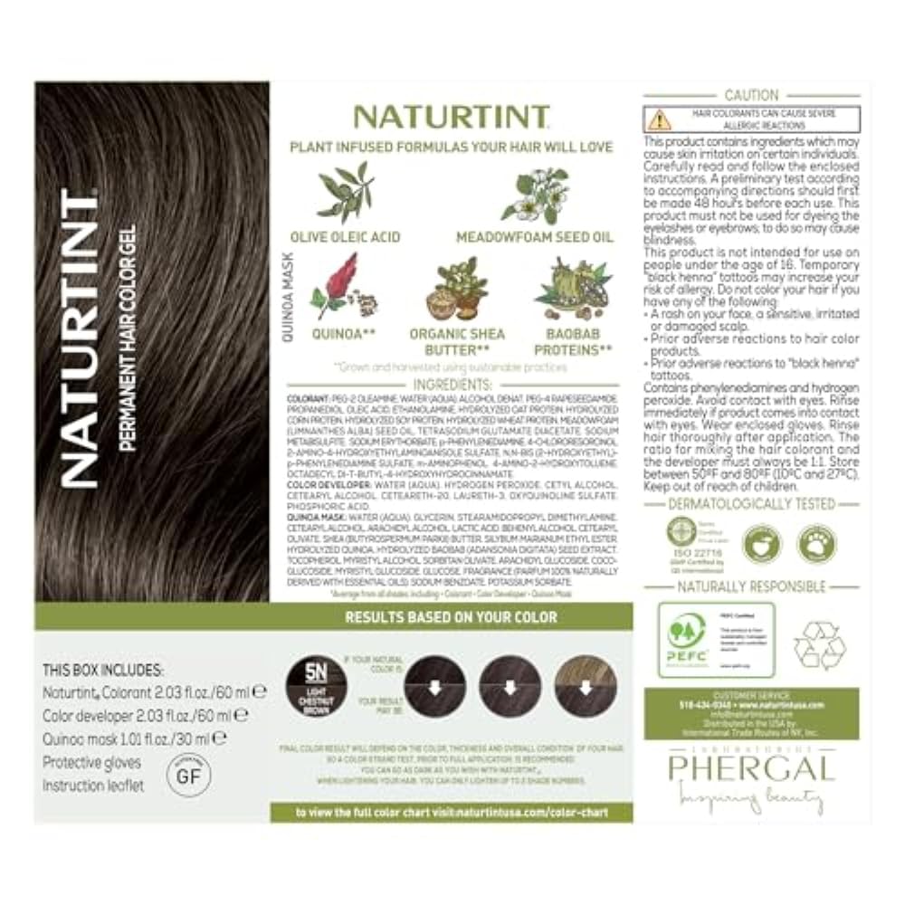 Naturtint 5N couverture gris: colorant permanent pour cheveux gris jusqu'à 100%.