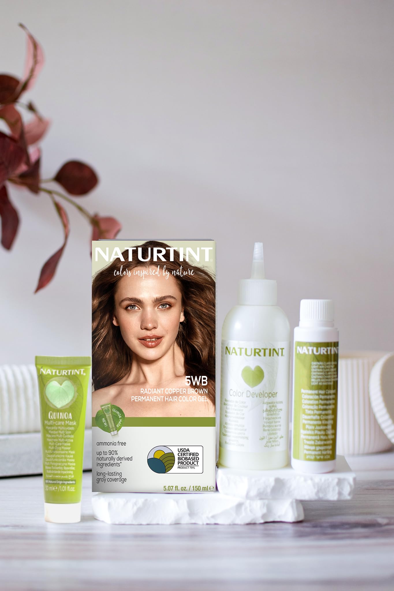 Naturtint 5WB Radiant Copper Brown - application-domicile: teinture végane et sans cruauté envers les animaux, usage privé.
