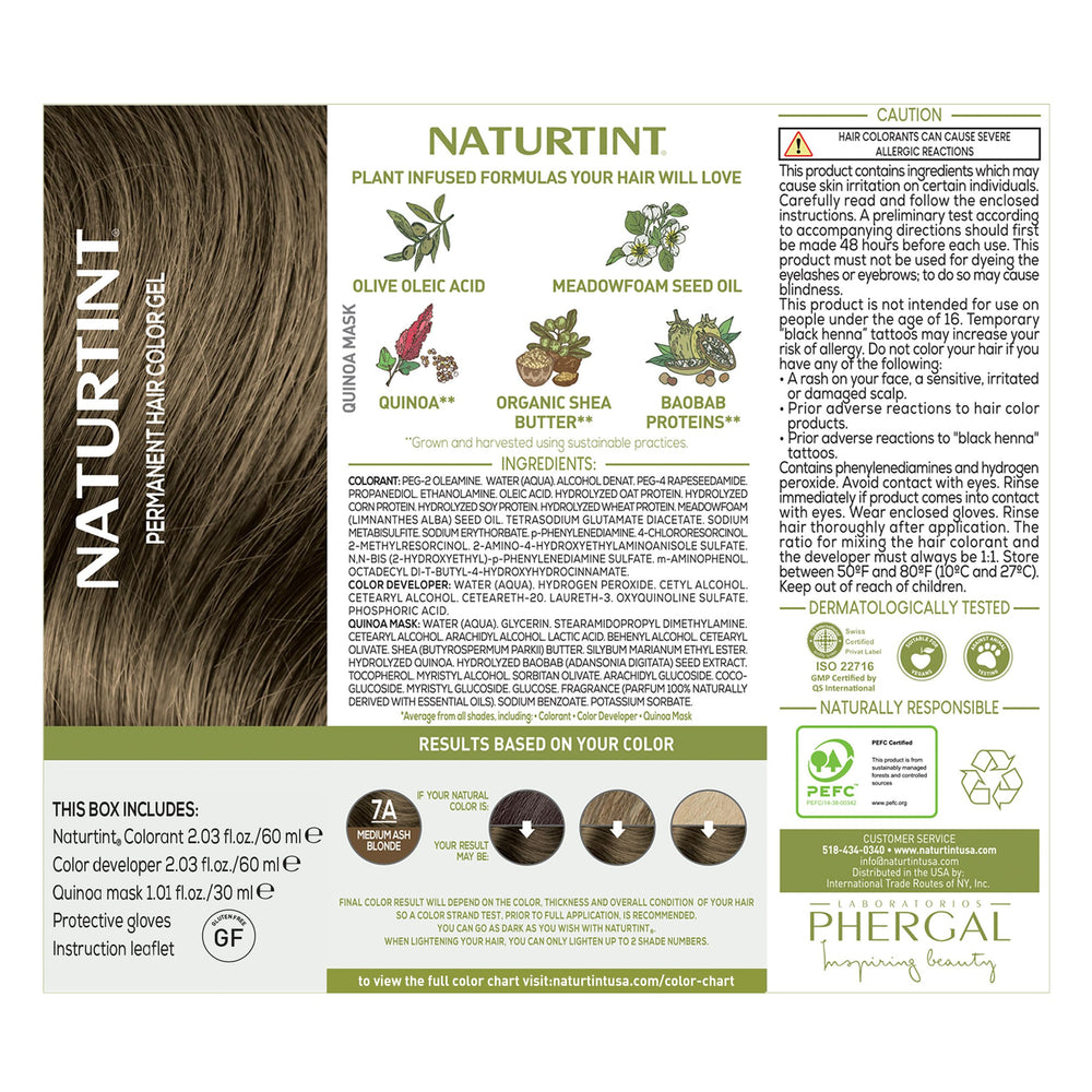 Naturtint 7A, sans ammoniaque pour une expérience de coloration plus douce.