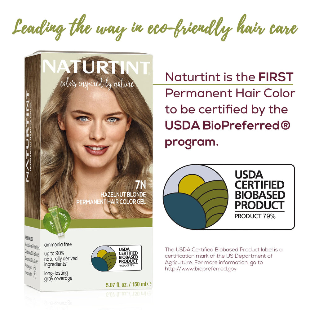 Naturtint 7N Hazelnut Blonde – résultat après coloration qui couvre les cheveux gris avec naturel.