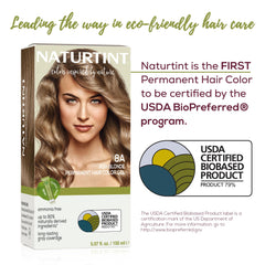 Naturtint 8A Blond Cendré couverture gris jusqu'à 100% possible.