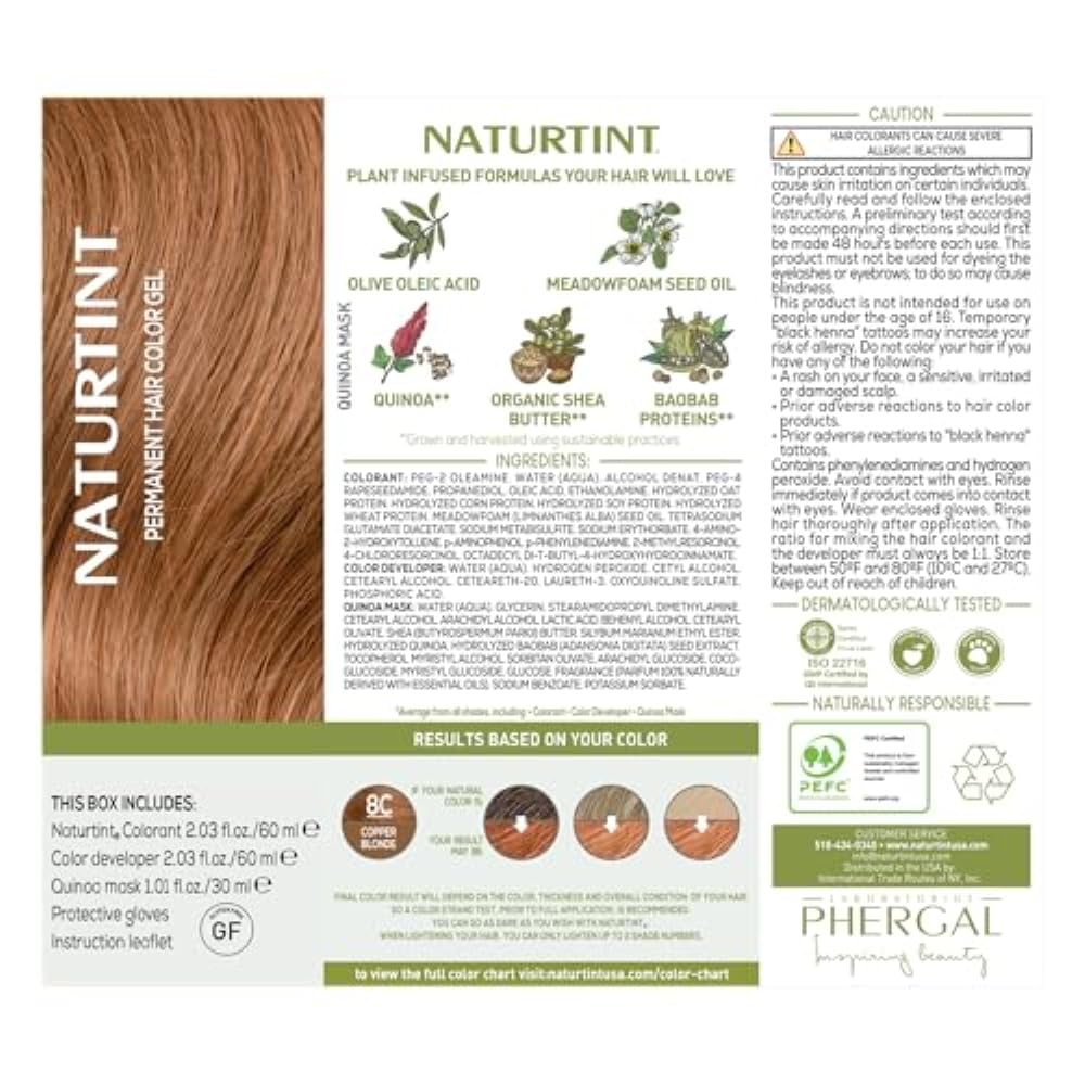 Naturtint 8C Cuivre Blond avant après: transformation naturelle