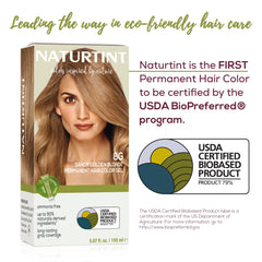 Naturtint 8G Sandy Golden Blonde avant-apres sur cheveux naturels.
