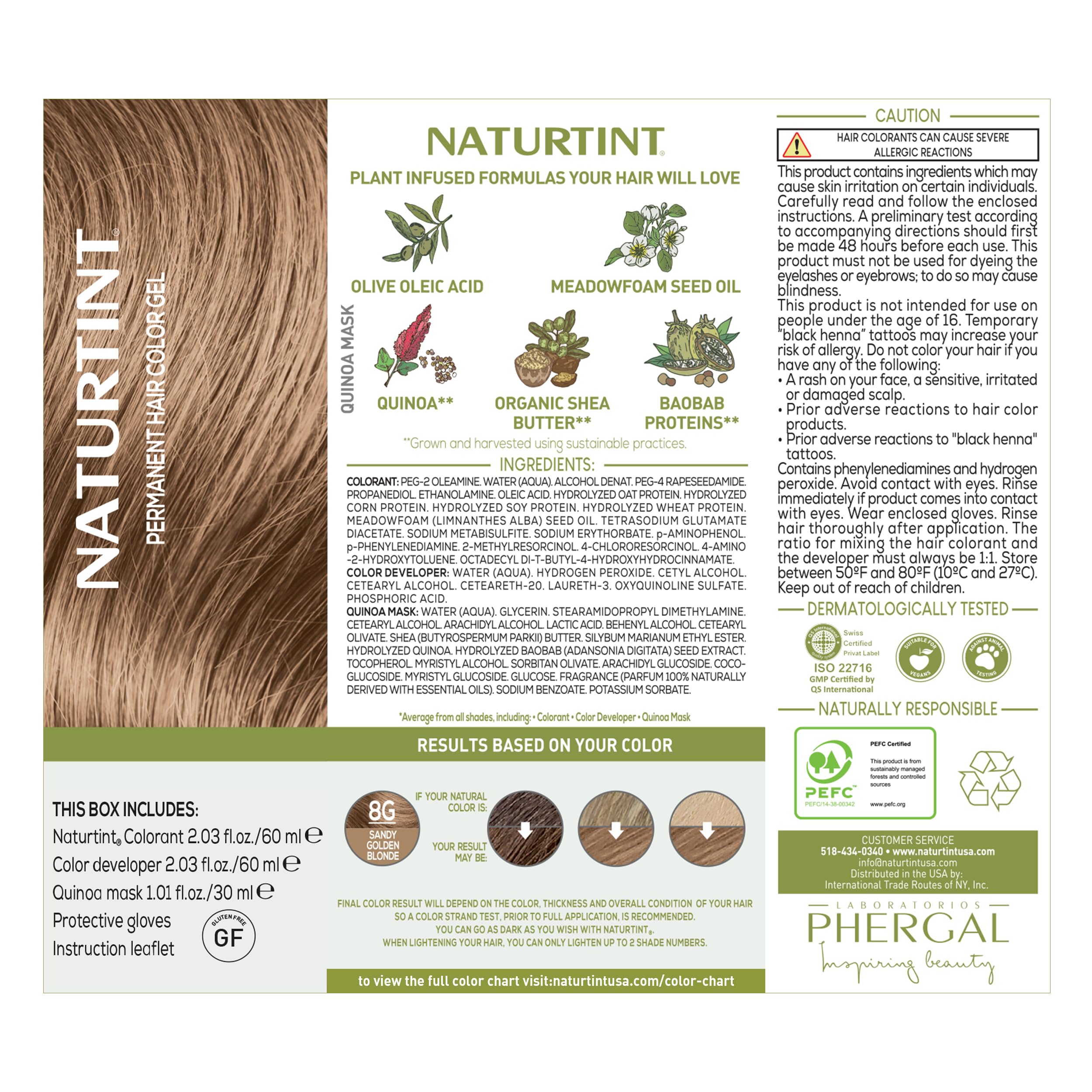 Naturtint 8G Sandy Golden Blonde résultat longue tenue sur cheveux colorés.