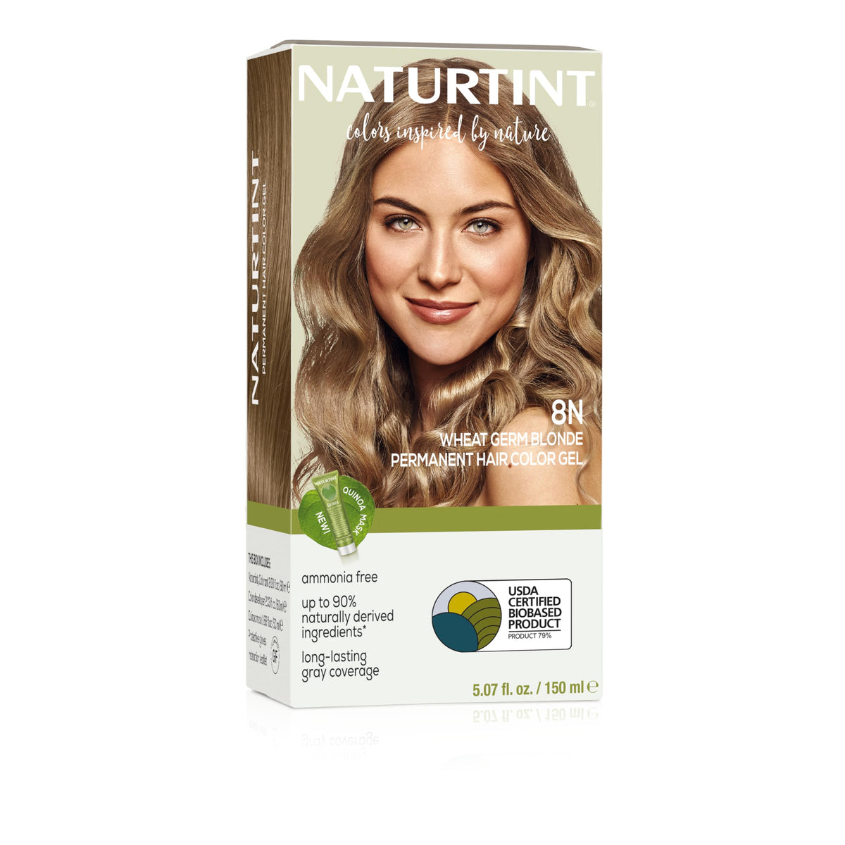 Naturtint 8N – bouteille montrant une couleur naturelle et durable sans ammoniac.