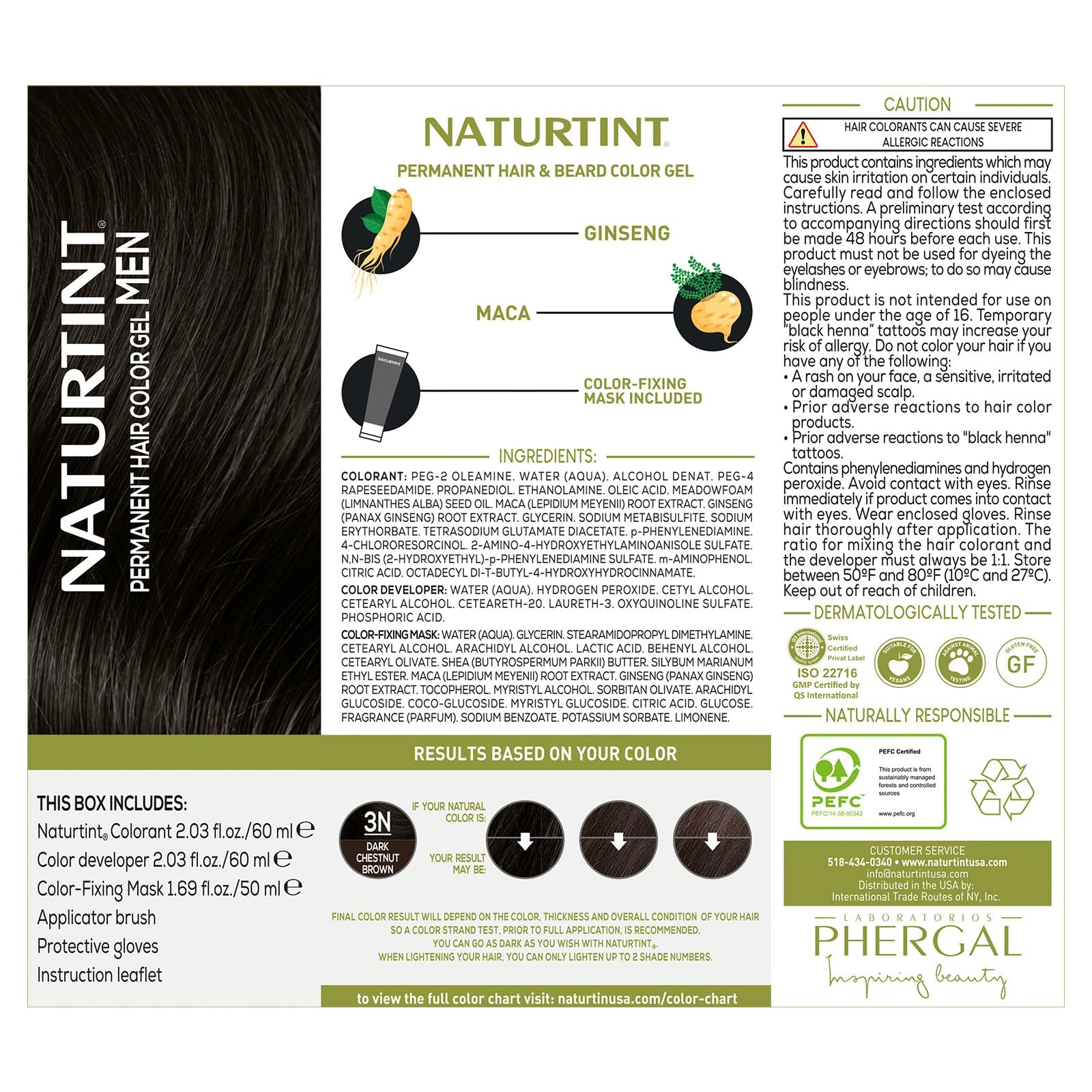 Naturtint 3N brun châtaigne – barbe et moustache avec couverture homogène